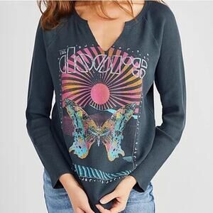 Free People Daydreamer Doors Butterfly Waffle Knit Thermal LS Tee Womens Small